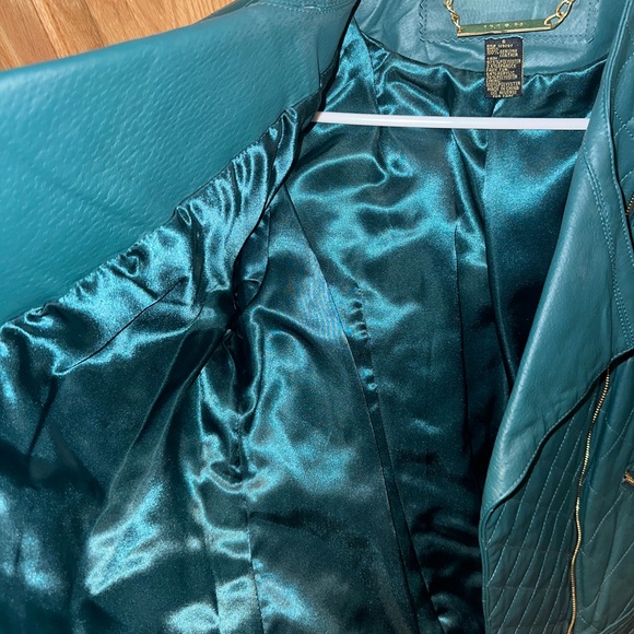 IMANgenuine leather teal green jacket Size S - Picture 12 of 14